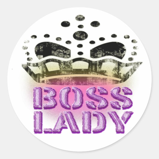 Boss Lady Queen - Large Crown Ronde Sticker (Voorkant)
