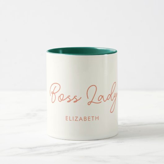 Boss Lady Retro Nom Customisé Café Mug (Centre)