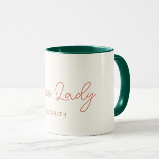 Boss Lady Retro Nom Customisé Café Mug (Devant droit)
