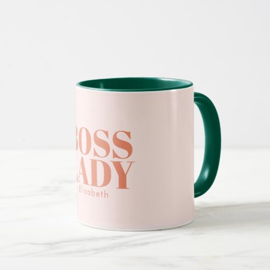 Boss Lady Retro Nom Customisé Café Mug (Devant droit)