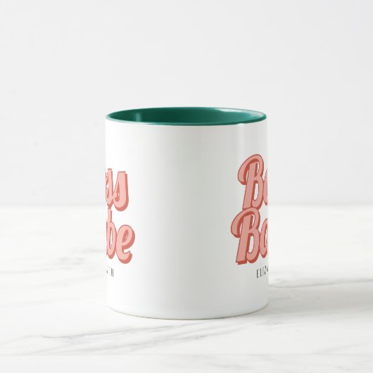 Boss Lady Retro Nom Customisé Café Mug (Centre)