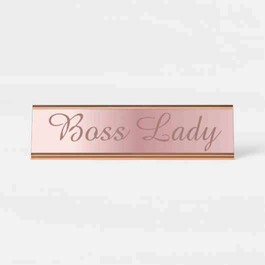 Boss Lady Roos Gold Desk Bureau Naambordje (Voorkant)