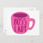 Boss Lady Roze Coffee Cup Briefkaart (Voorkant / Achterkant)