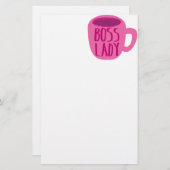Boss Lady Roze Coffee Cup Briefpapier (Voorkant / Achterkant)