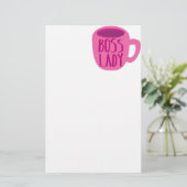Boss Lady Roze Coffee Cup Briefpapier (Staand voorkant)