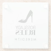 Boss Lady Rules Logo gepersonaliseerd Glazen Onderzetter (Achterkant)