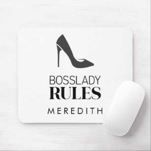 Boss Lady Rules Logo gepersonaliseerd Muismat