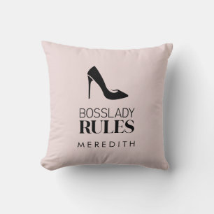 Boss Lady Rules Stiletto Logo Blush Kussen