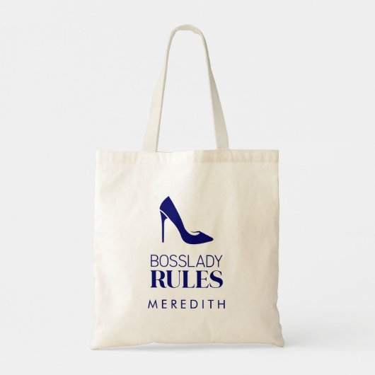 Boss Lady Rules Stiletto Logo Navy Tote Bag (Achterkant)