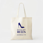 Boss Lady Rules Stiletto Logo Navy Tote Bag (Voorkant)