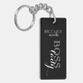 Boss Lady Script Aangepaste naam zwart wit Sleutelhanger (Voorkant Links)