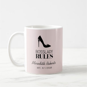Boss Lady Stiletto Logo Blush gepersonaliseerd Koffiemok