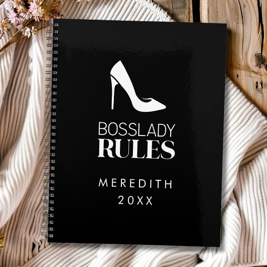 Boss Lady Stiletto Logo Zwart Wit Planner