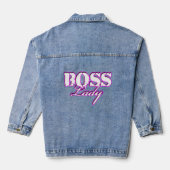 Boss Lady Wit En Roze Logo Denim Jas Jacket (Achterkant)