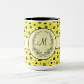 Boss Lady Yellow Black Monogram Ringer 15oz Mok (Midden)