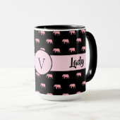 Boss Lady Zwart Monogram Olifant Ringer 15oz Mok (Voorkant rechts)