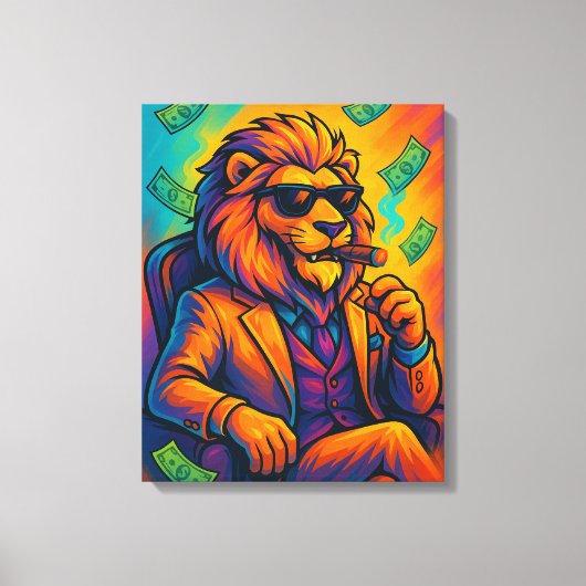 Boss Lion | Cool Rich Animal Artwork Canvas Afdruk (Voorkant)