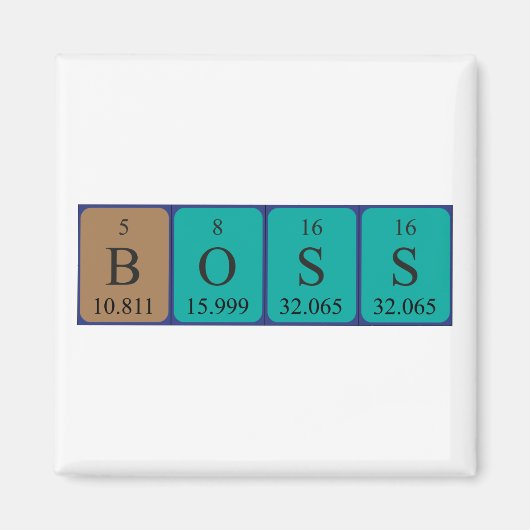 Boss periodiek table name magnet magneet (Voorkant)