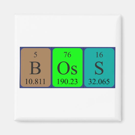 Boss periodiek table name magnet magneet (Voorkant)