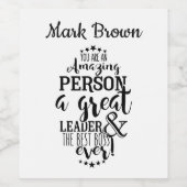 Boss quote Appréciation plaisir Vin étiquette Pers (Étiquettes simples)