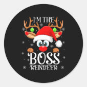 Boss Reindeer Christmas Family Matching Group Funn Ronde Sticker (Voorkant)