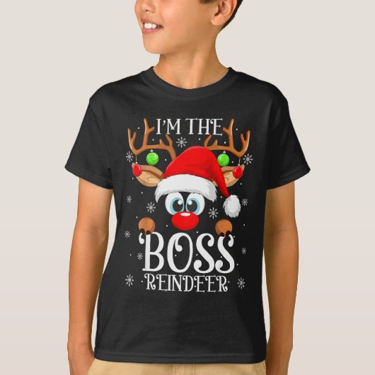 Boss Reindeer Christmas Family Matching Group Funn T-shirt (Voorkant)