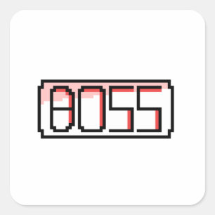 "BOSS" Retro-lettertype Vierkante Sticker