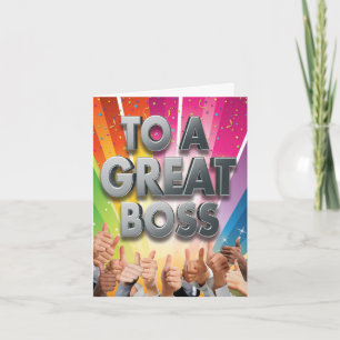 Boss Thank You - Rainbow Appreciation & Thumbs Up Kaart