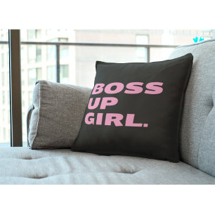 Boss up Girl Throw Oreiller - Noir