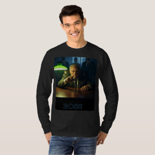 Boss w tekst mannen zwart T-shirt met lange mouwen