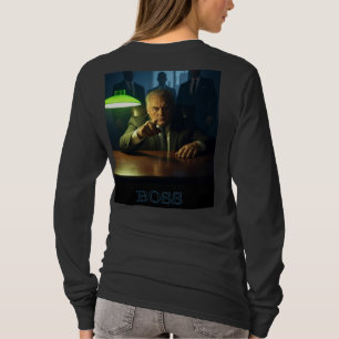Boss w tekst vrouwen zwarte lange mouw T-shirt ter