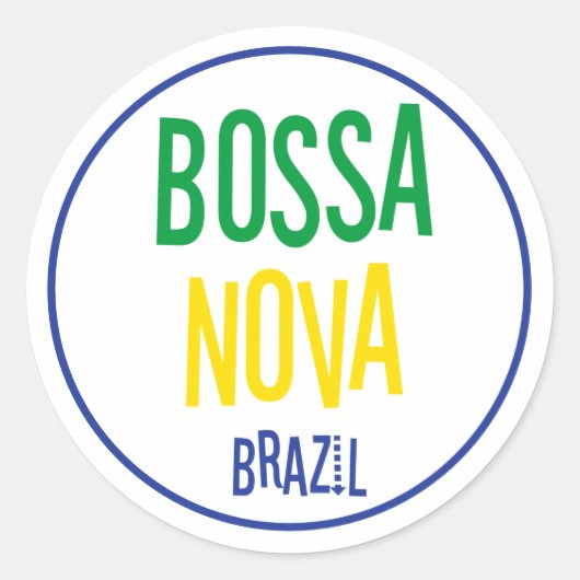 Bossa Nova Brasil Jazz Music Typograaf Ronde Sticker (Voorkant)