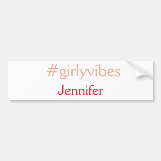 Bossbabe hashtag lichtroze voeg naam meisje baas t bumpersticker (Voorkant)