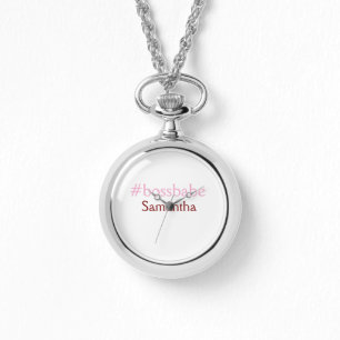 Bossbabe hashtag lichtroze voeg naam meisje baas t horloge