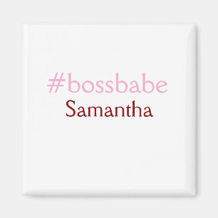 Bossbabe hashtag lichtroze voeg naam meisje baas t magneet