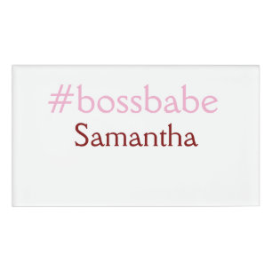 Bossbabe hashtag lichtroze voeg naam meisje baas t naambadge
