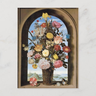 Bosschaert Bouquet dans une carte postale fenêtre