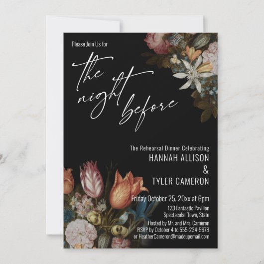 Bosschaert's "Bloemen in een Glas" de avond ervoor Kaart (Voorkant)