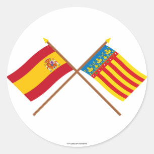 Bosse vlag van Spanje en Valencia Ronde Sticker