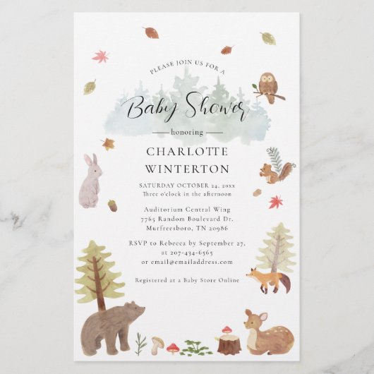 Bossen Baby shower Briefpapier (Voorkant)