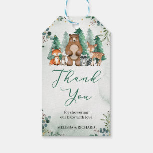 Bossen Baby shower groen bos Cadeaulabel