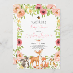 Bossen Baby shower Invitation Forest Animals Kaart