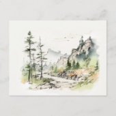 Bossen Berglandschap Schets Bruiloft Details Informatiekaartje (Achterkant)