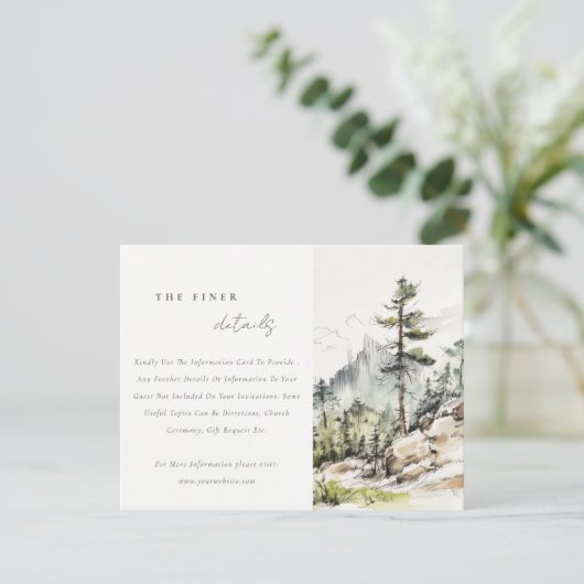 Bossen Berglandschap Schets Bruiloft Details Informatiekaartje (Staand voorkant)