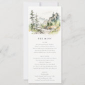 Bossen Berglandschap Schets Bruiloft Menu Kaart (Voorkant)