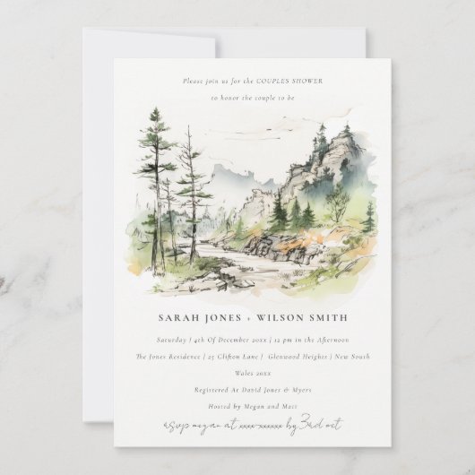 Bossen Berglandschap Schets Koppels Douche Kaart (Voorkant)