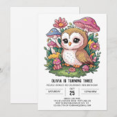 Bossen bewerkbare digitale uil verjaardag kaart (Voorkant / Achterkant)