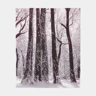 BOSSEN BOS SNEEUWIG WINTERLANDSCHAP FLEECE DEKEN