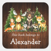 Bossen Bosdieren Hout Print Bookplate Label (Voorkant)