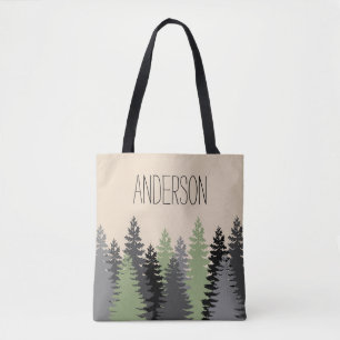 Bossen Bossen Pine Trees met naam Tote Bag